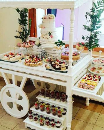 Candby bar biely vozik Lollipops